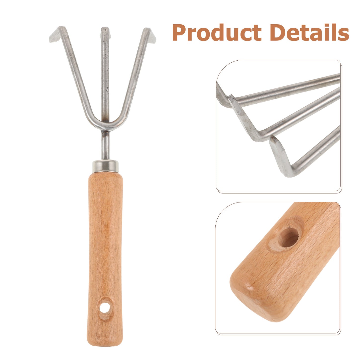 Garden Hand Rake: Wooden Handle, Multi-Functional Tool
