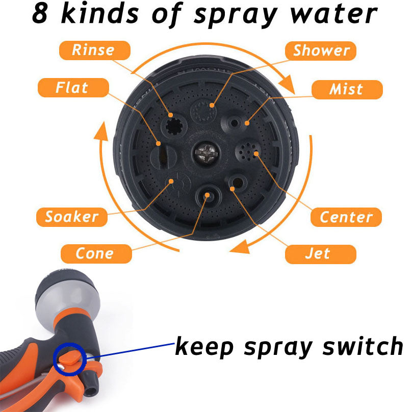 Garden Spray Nozzle: High Pressure 8-Mode Watering Gun