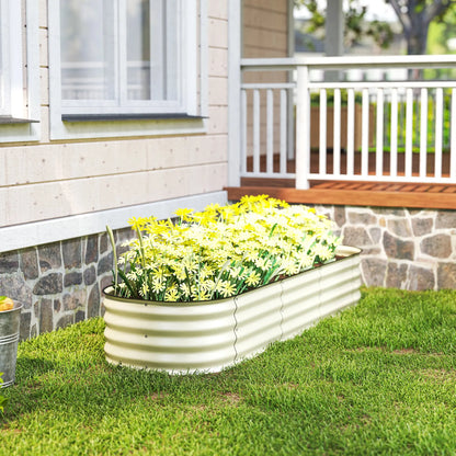 Galvanized Raised Garden Bed Planter Box, 6.4' x 2' x 1', Cream