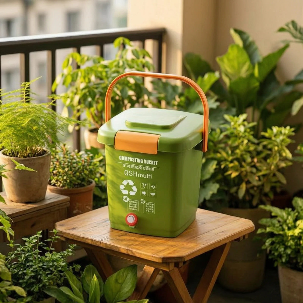 Compost Bin with Lid and Spigot Easy-to-Use Compost Container with Tap Bokashi Fermenter with Spigot Odor-Control for Gardeners