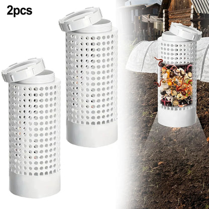 1pc/2pcs Worm Composting Bin For Small Flower Pots And Garden, Space-Saving PVC Worm Tea Composter Tube Garden And Lawn Care