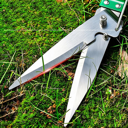 Stainless Steel Grass Shears Labor Saving Spring Handheld Lawn Cutter for Backyard Gardening Hedge Trimming Yard Weeding