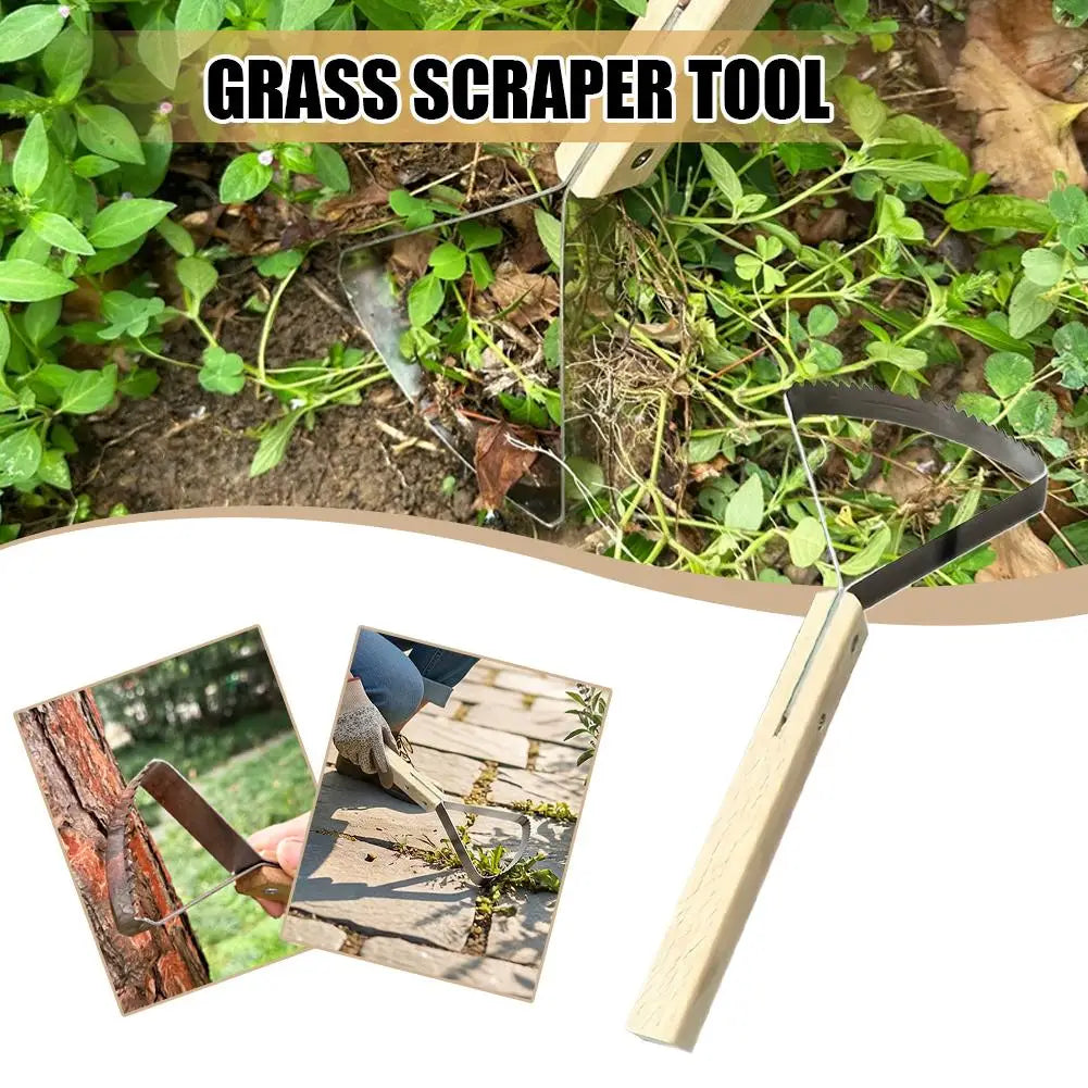Manual Weeder Triangle Grass Scraper Tool Weeding Hand Tools Gardening Supplies with Wooden Handle for Garden Yard