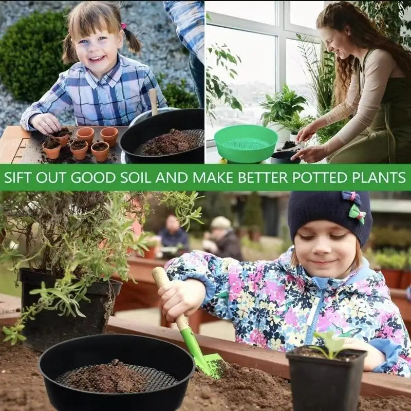 Plastic Soil Sieve Wear Resistant Filter Mesh Efficient Rock Waste Sifting Tool for Balcony Potted Plant Gardening