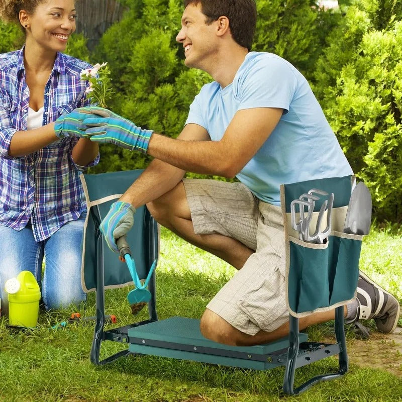 Tool Pouch: Garden Kneeler Seat - Foldable Stool with Thick Foam & Tool Pouch