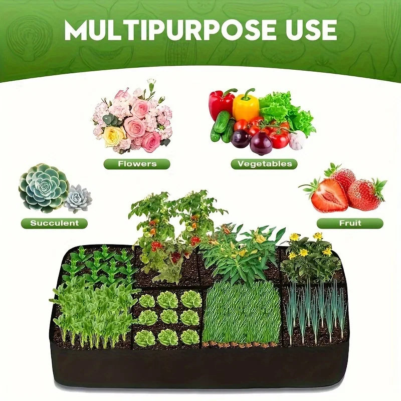 [Extra-Large Raised Garden Bed] 8-Grid Extra-Large Raised Garden Bed Kit -  Durable Weather-Resistant Rectangular Planter