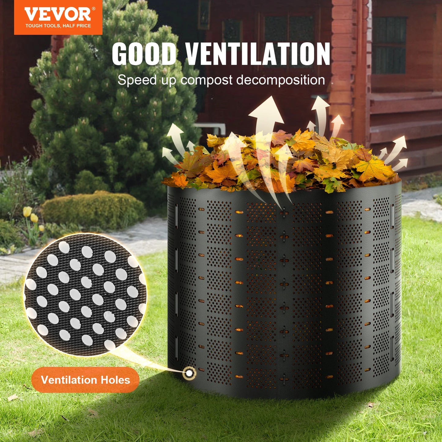 SucceBuy Compost Bin 220Gal Outdoor Expandable Compost Easy to Setup & Large Capacity Composting Bin Fast Creation Fertile Soil