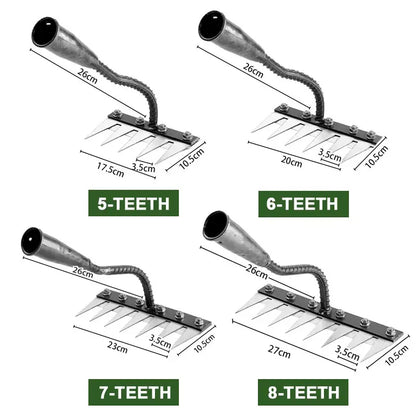 Iron Garden Hoe Rake - 5/6/7/8 Teeth Weeding Tool