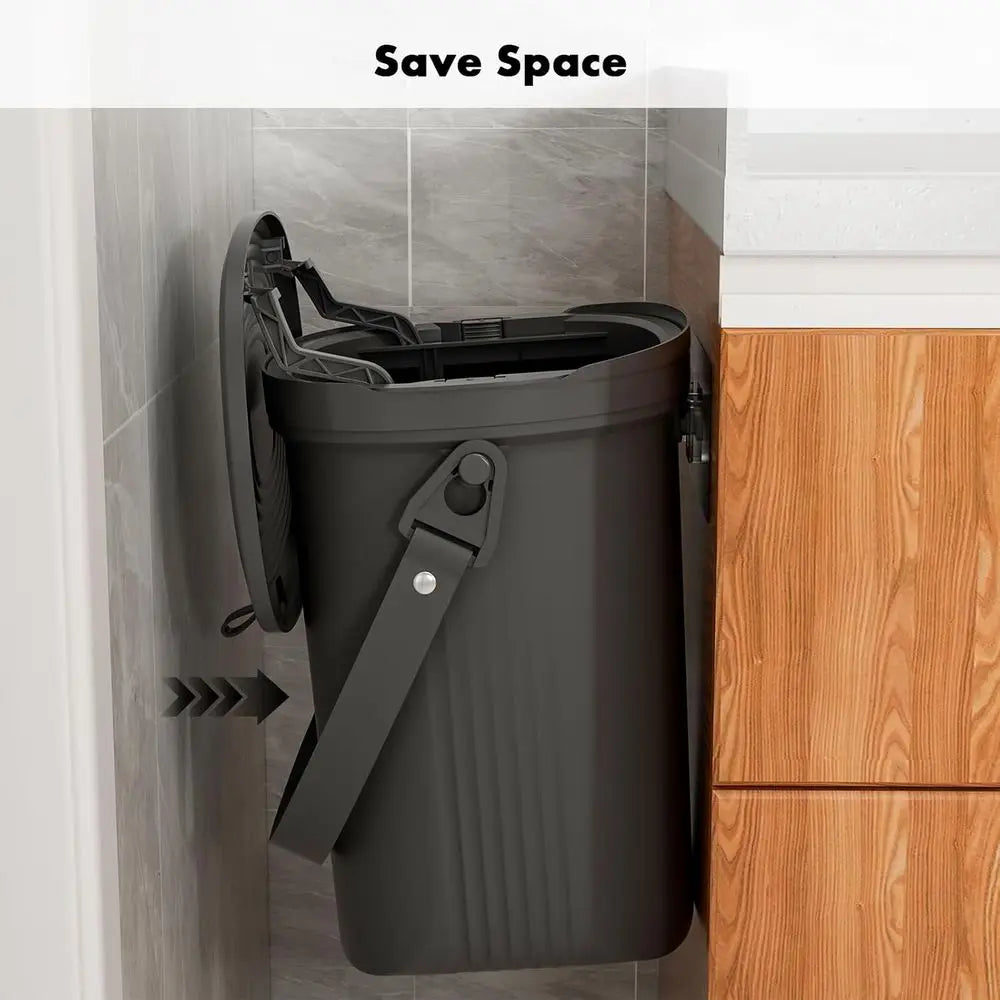 Collapsible 2-Gallon Kitchen Compost Bin, Mountable Under Sink, Hanging Trash Can with Lid for Home, Office, Camping Use