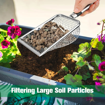 1pcs Garden Soil Sifter, Stainless Steel Sand and Compost Sieve with Handle, for Sifting Stones, Yard, Lawn, and Garden