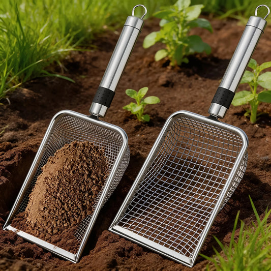 1pcs Garden Soil Sifter, Stainless Steel Sand and Compost Sieve with Handle, for Sifting Stones, Yard, Lawn, and Garden