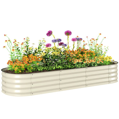 Galvanized Raised Garden Bed Planter Box, 6.4' x 2' x 1', Cream