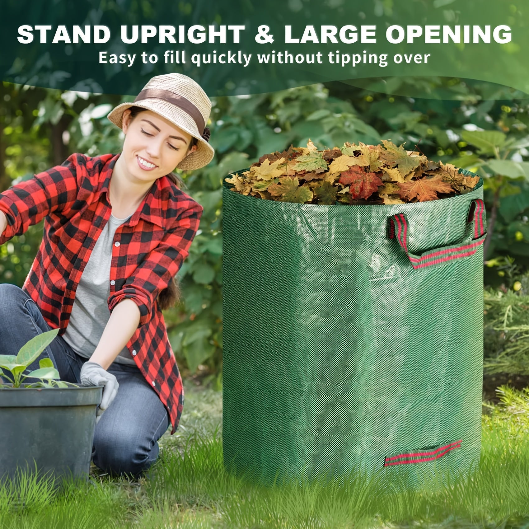 Lawn Bags: Leaf Collection Bag with Lid & Strap - Reusable Yard Essential