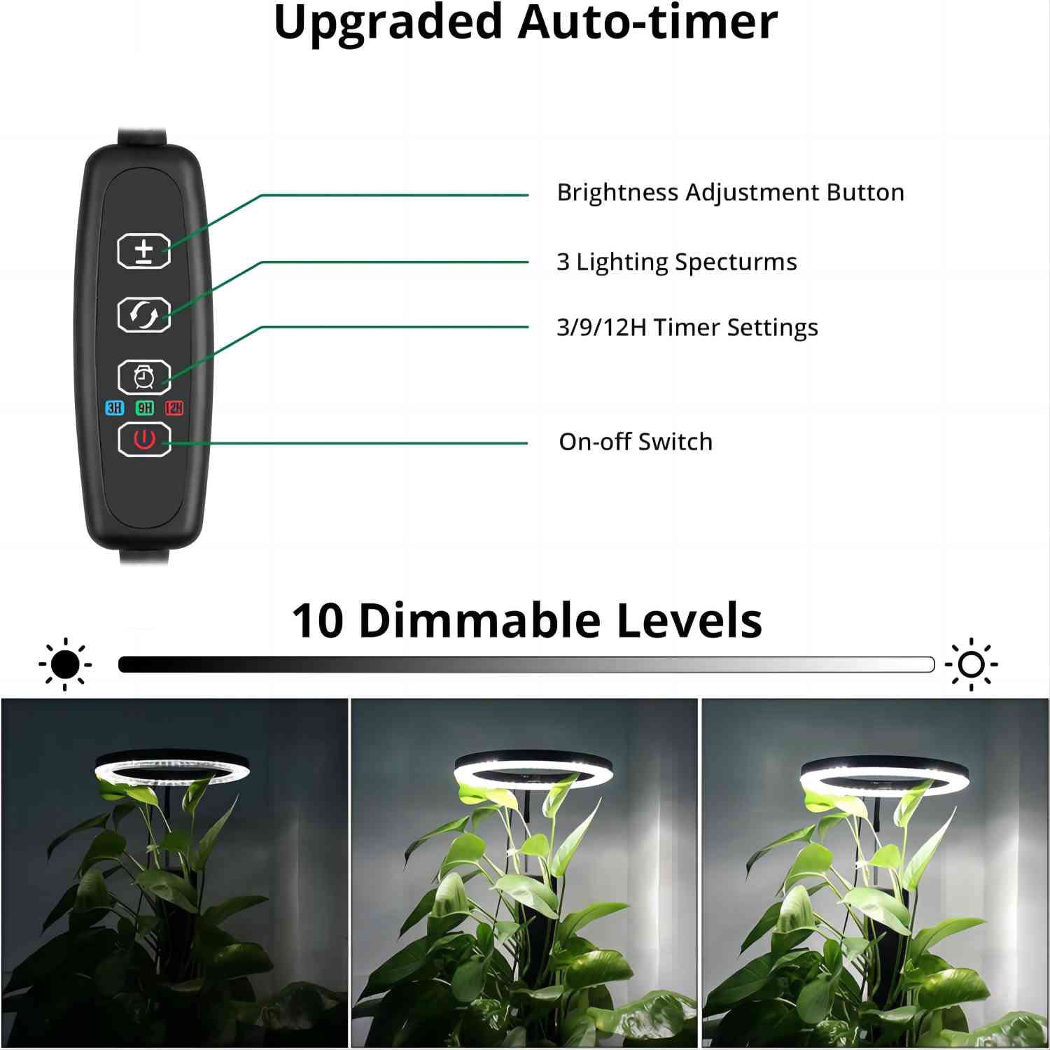 Grow Lights: LED Grow Light Full Spectrum for Indoor Plants, Timer, Adjustable