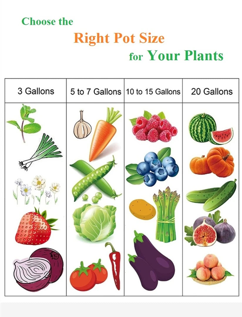 Garden Grow Bags 1-12 Gallon Non-Woven Fabric Pots with Handles