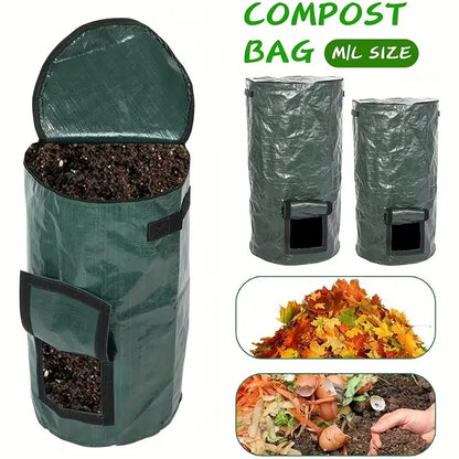 1 Bag Outdoor Compost Box, Reusable Garbage Bag, Self-Made Nutrient Soil Compost Bag, Kitchen Waste Collection Bag, Two-Way Zipp