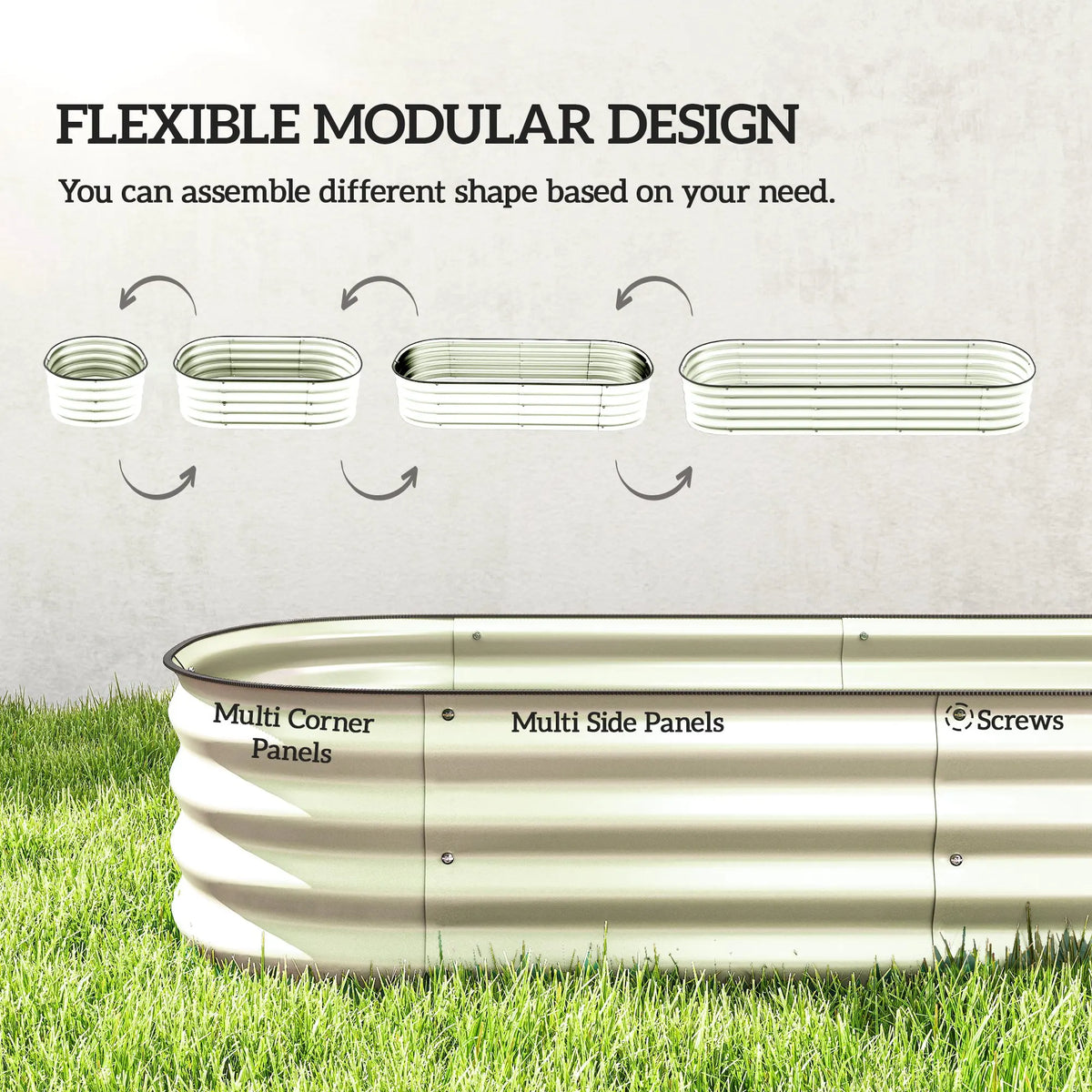 Galvanized Raised Garden Bed Planter Box, 6.4' x 2' x 1', Cream