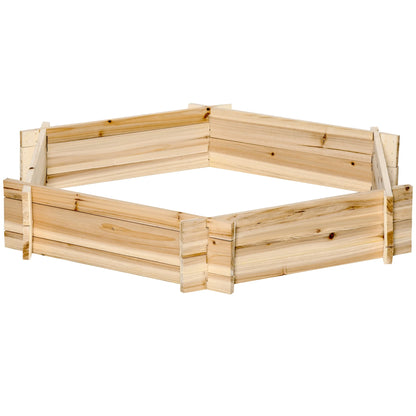 Garden Bed, Wooden 36" Hexagon Planter, No Tools Needed, Screwless Easy Assembly