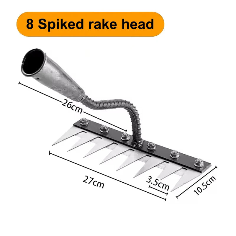 Iron Garden Hoe Rake - 5/6/7/8 Teeth Weeding Tool