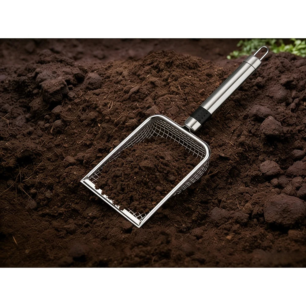 1pcs Garden Soil Sifter, Stainless Steel Sand and Compost Sieve with Handle, for Sifting Stones, Yard, Lawn, and Garden
