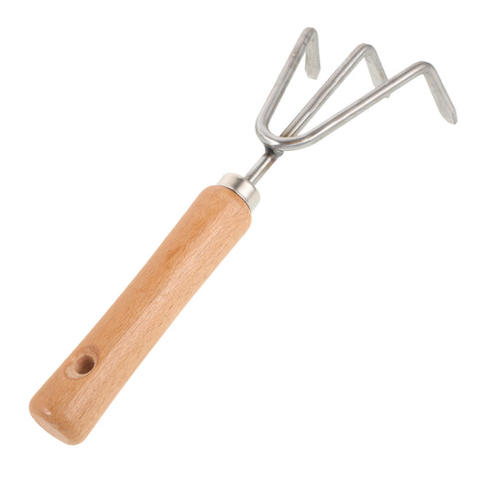 Garden Hand Rake: Wooden Handle, Multi-Functional Tool