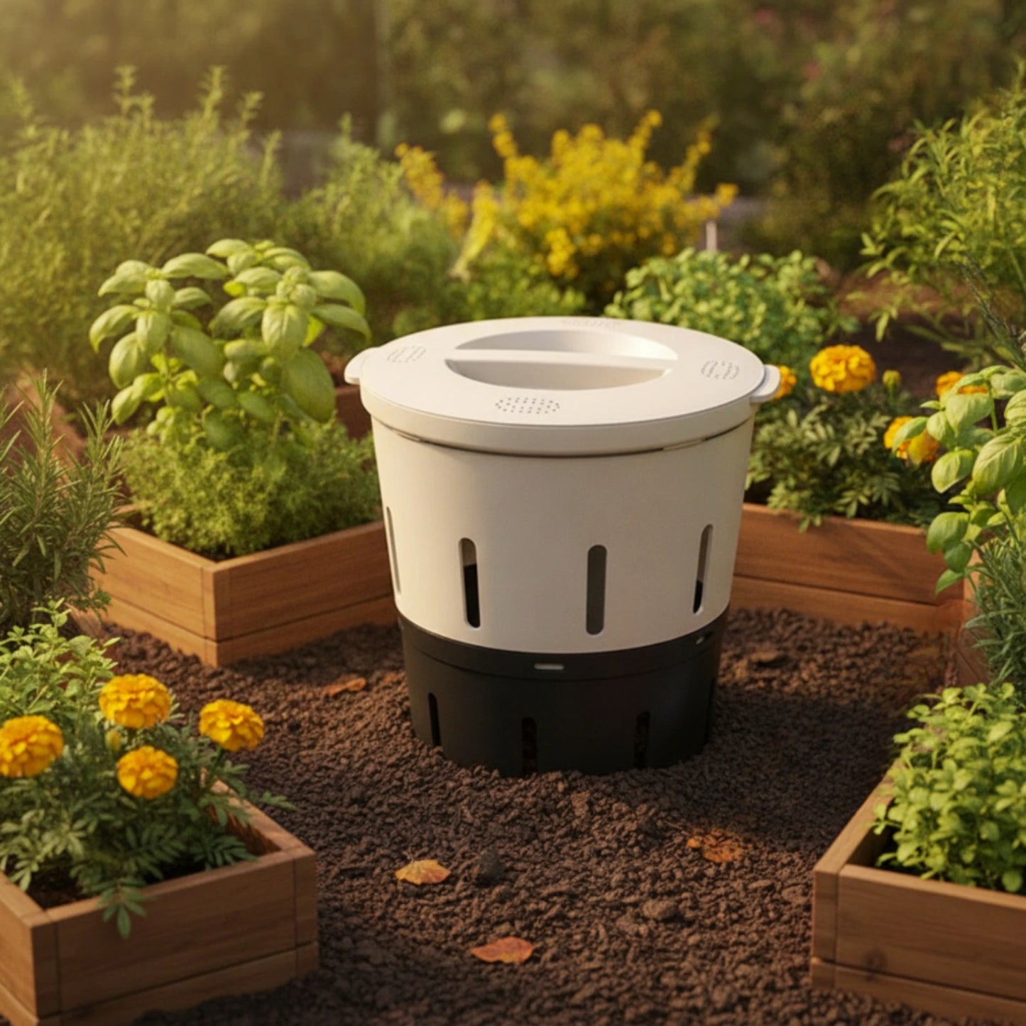 In-Ground Worm Composter Ventilated Worm Composting Bin Subterranean Compost Bin Outdoor Compact for Gardeners, Vegetable Beds