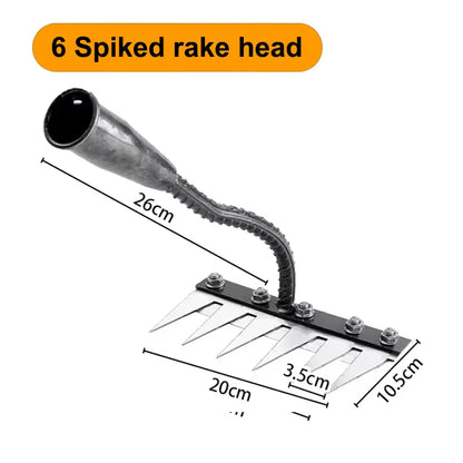 Iron Garden Hoe Rake - 5/6/7/8 Teeth Weeding Tool