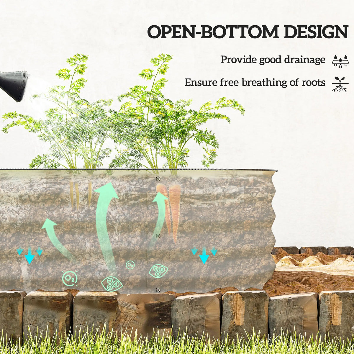 Galvanized Raised Garden Bed Planter Box, 6.4' x 2' x 1', Cream