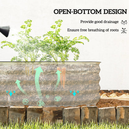 Galvanized Raised Garden Bed Planter Box, 6.4' x 2' x 1', Cream