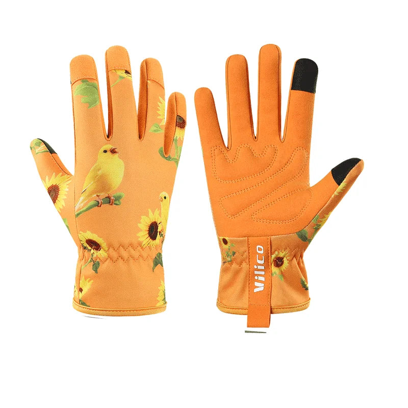 Gardening Gloves with Flower & Bird Print - Breathable & Durable
