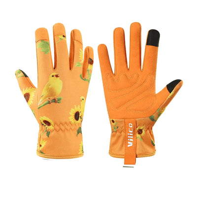 Gardening Gloves with Flower & Bird Print - Breathable & Durable
