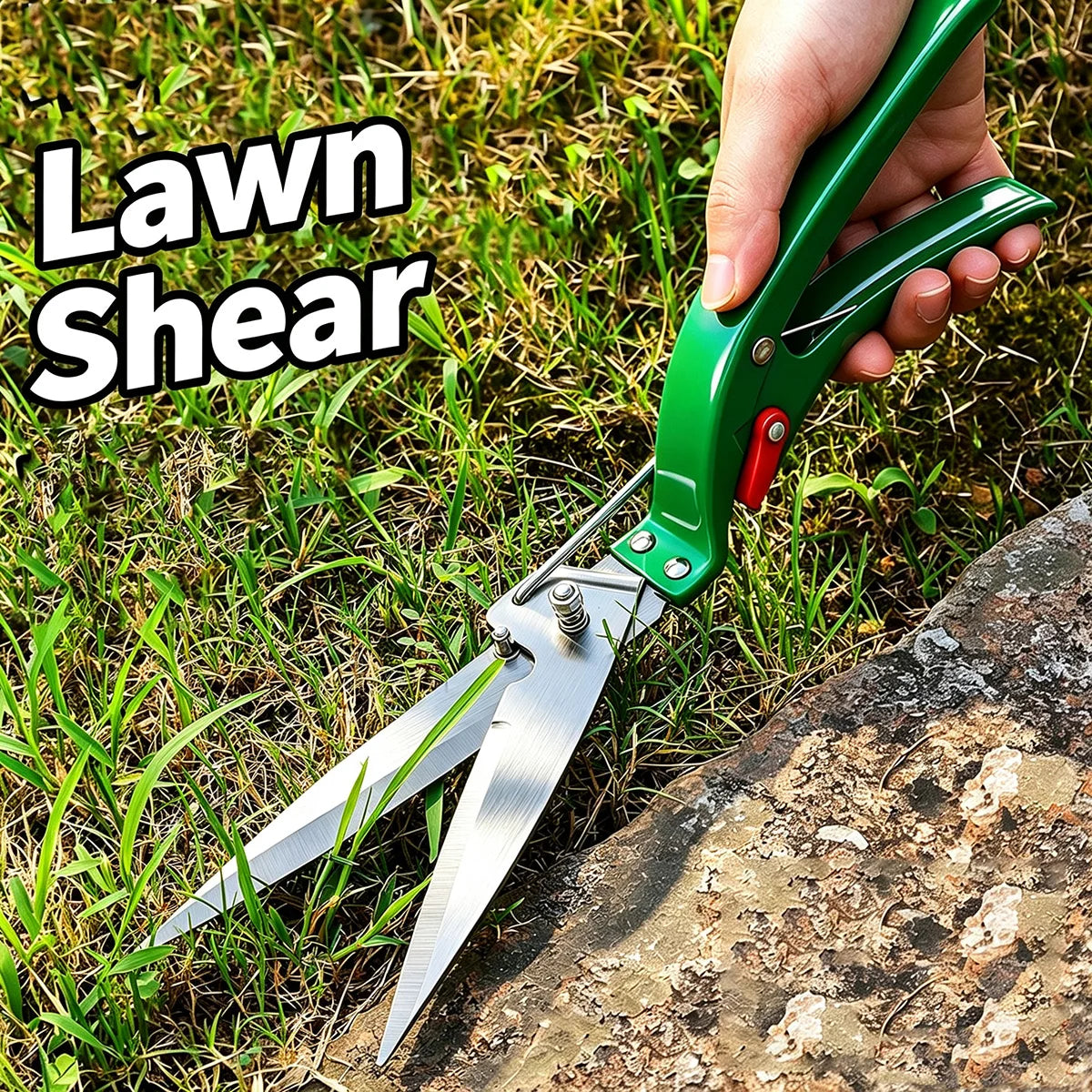 Stainless Steel Grass Shears Labor Saving Spring Handheld Lawn Cutter for Backyard Gardening Hedge Trimming Yard Weeding