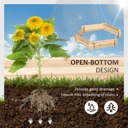 Garden Bed, Wooden 36" Hexagon Planter, No Tools Needed, Screwless Easy Assembly