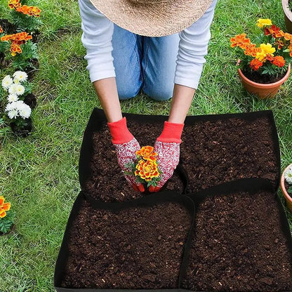 1/2/4/6/8 Holes Black Grow Bag Fabric Raised Garden Bed, Flowers And Vegetables Garden Grow Bags Rectangle Planting Nursery