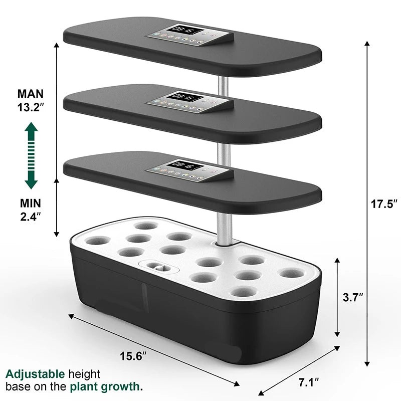 Hydroponic System Kit: 12-Hole Indoor LED Grow Planter