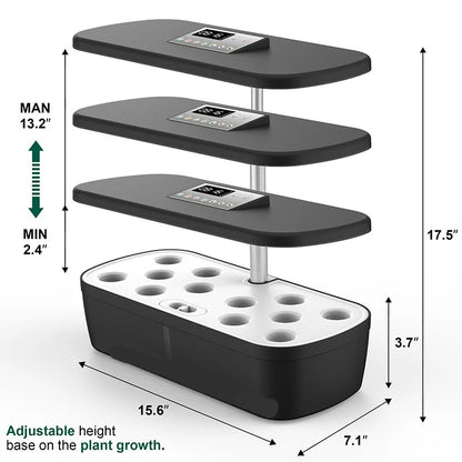 Hydroponic System Kit: 12-Hole Indoor LED Grow Planter