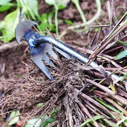 Steel Weed Puller: 4-Teeth Dual Weeder Tool