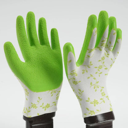 Garden Gloves Green Purple Foam Latex for DIY & Landscaping