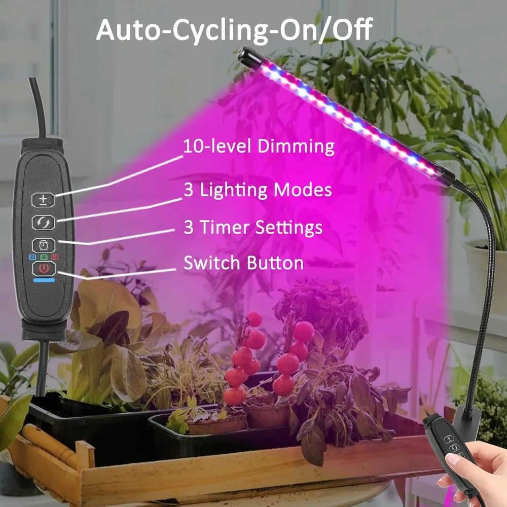 LED Light: Waterproof, Dimmable, Red/Blue, Timer