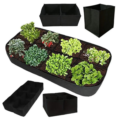 1/2/4/6/8 Holes Black Grow Bag Fabric Raised Garden Bed, Flowers And Vegetables Garden Grow Bags Rectangle Planting Nursery