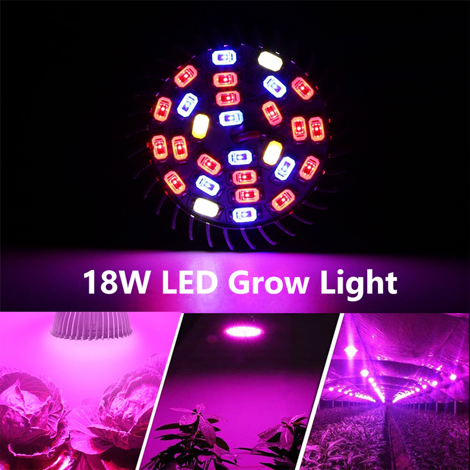 LED Grow Light: Full Spectrum 18W for Hydroponic Plants